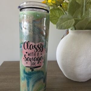 Classy with a Savage Side Tumbler - Green and Blue